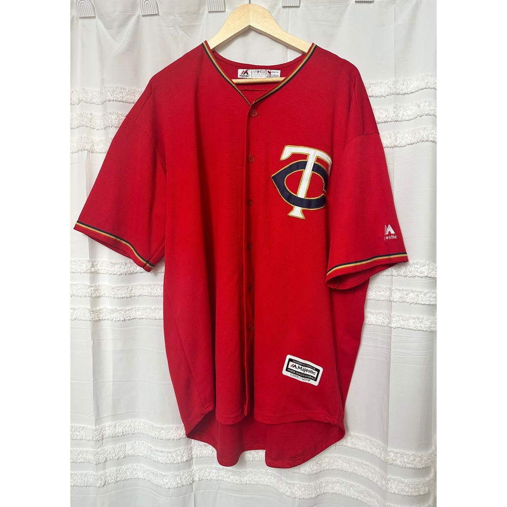 Majestic Minnesota Twins Jorge Polanco 11 Red Cool Base Baseball Jersey Mens XL‎